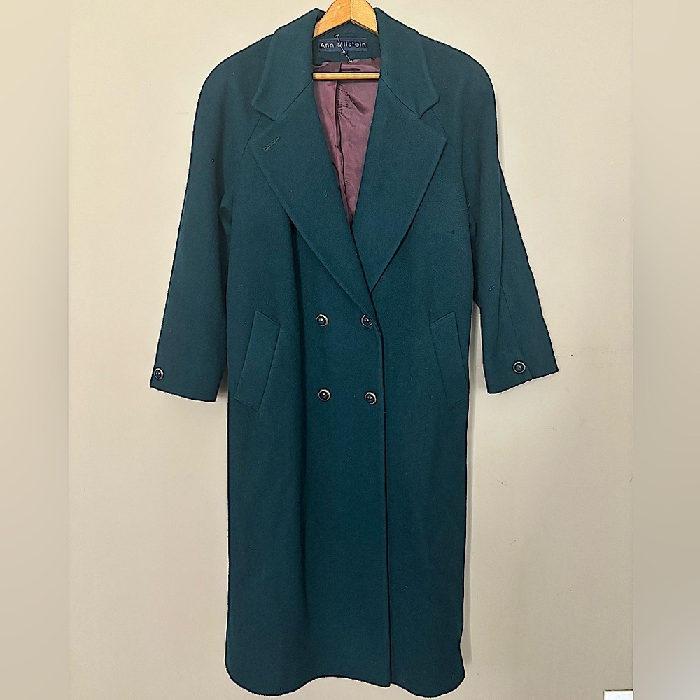Women's Dark Green Double-Breasted Coat